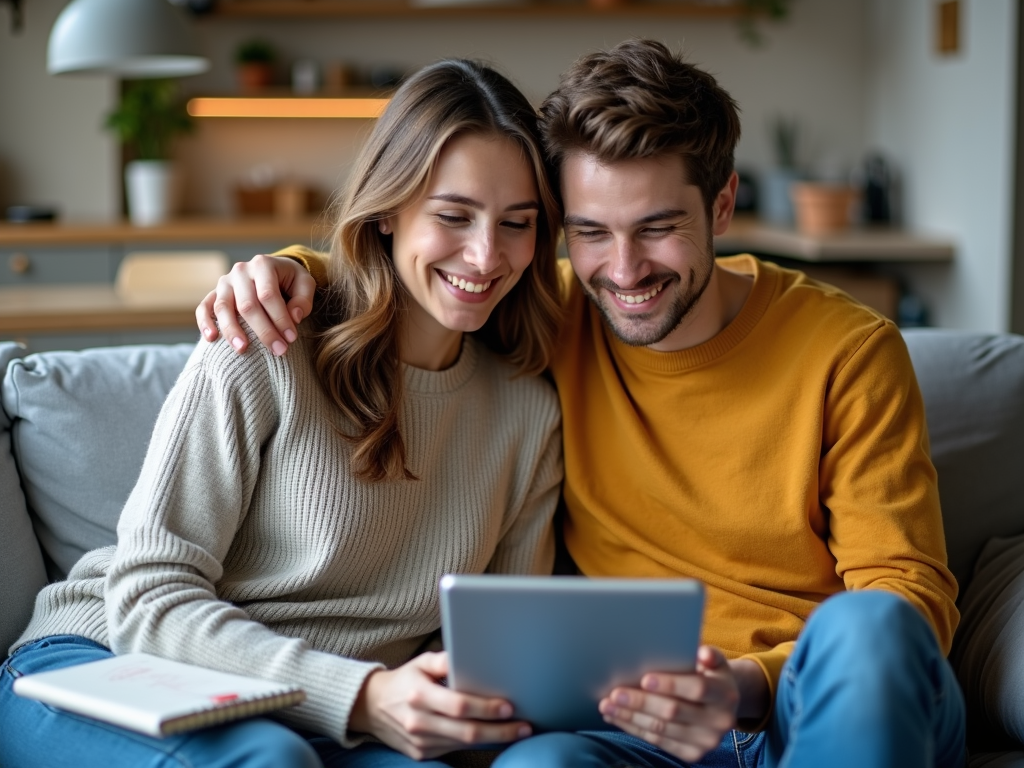 Couple planning their budget