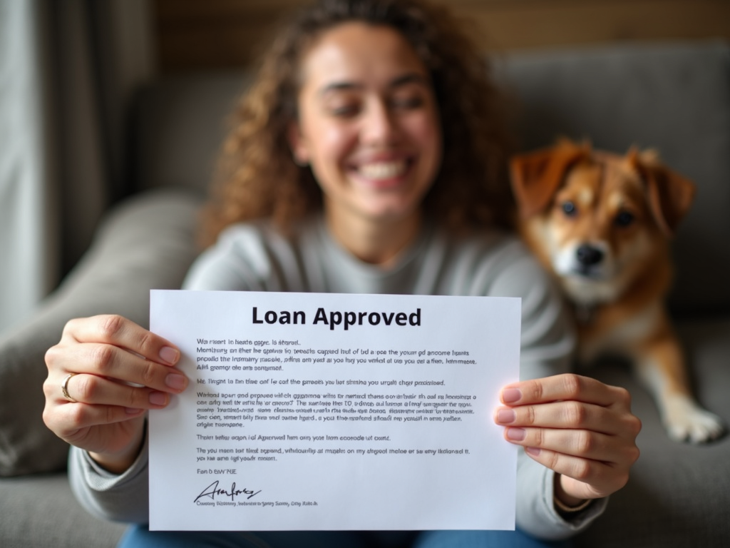 Person with loan approval letter