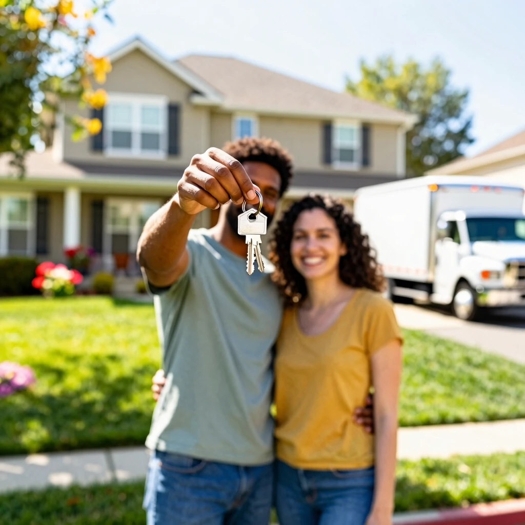 Couple celebrating their first home purchase with an FHA loan