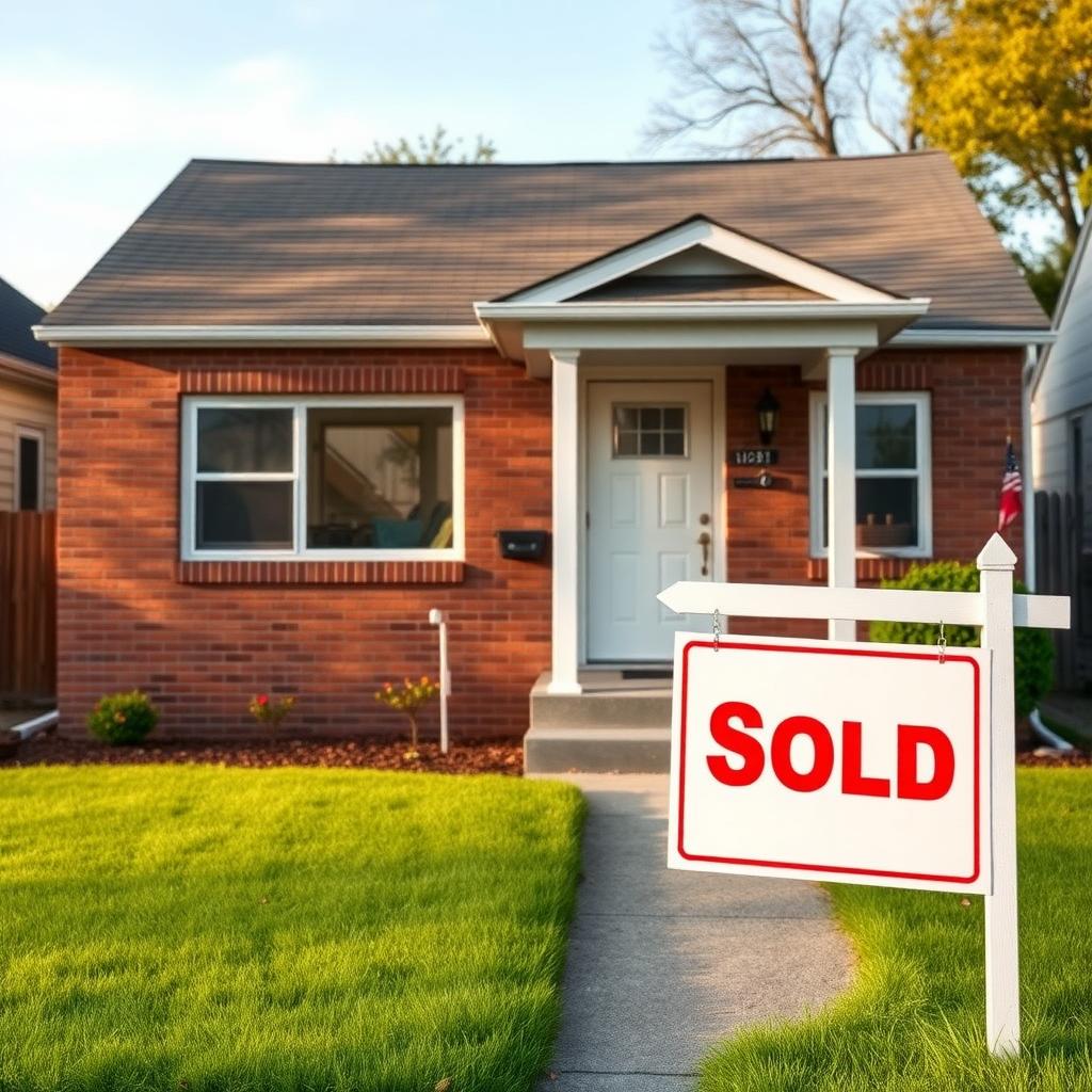 Modest single-family home with a ‘Sold’ sign, representing an FHA-approved property.