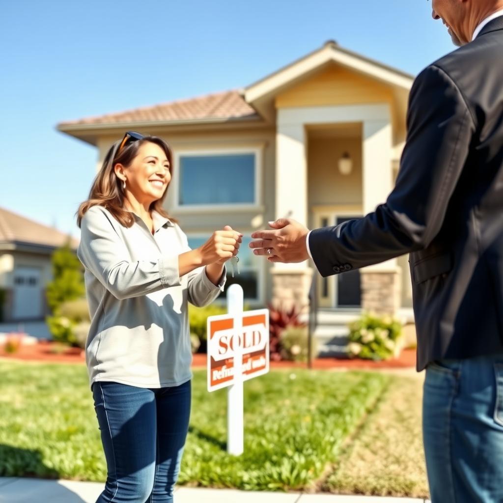 Homeowner receiving keys after completing an FHA refinance