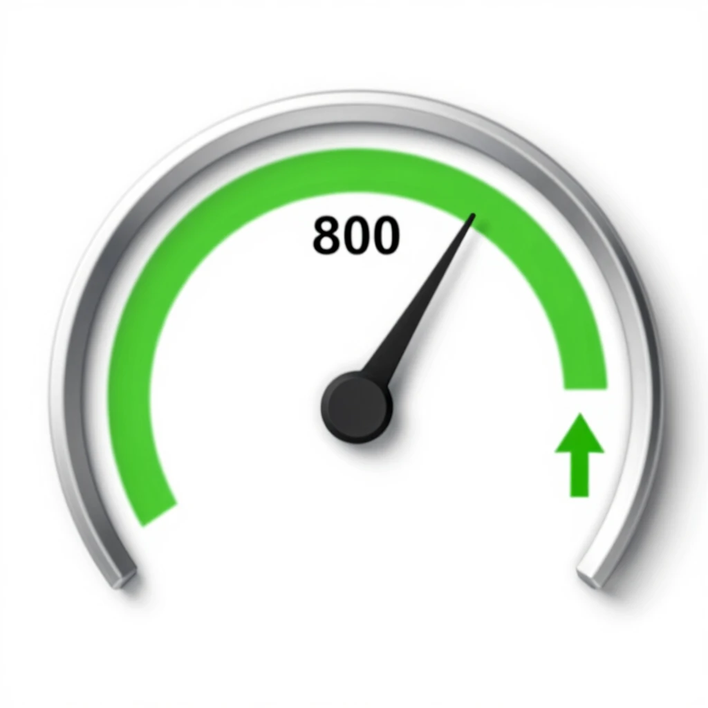 Credit score gauge showing excellent rating in the green zone