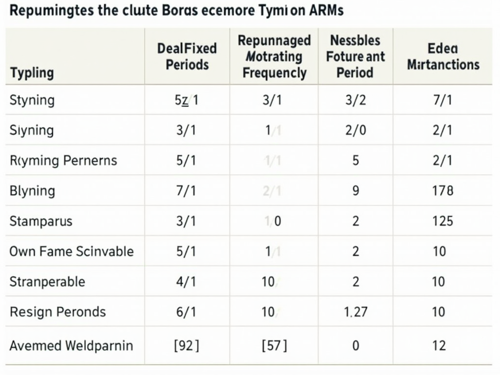 Table comparing various adjustable-rate mortgage options.