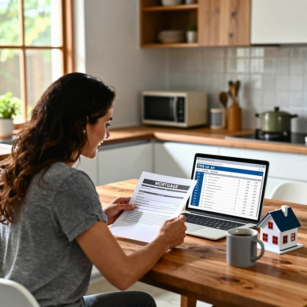 Couple reviewing FHA mortgage insurance premiums at home
