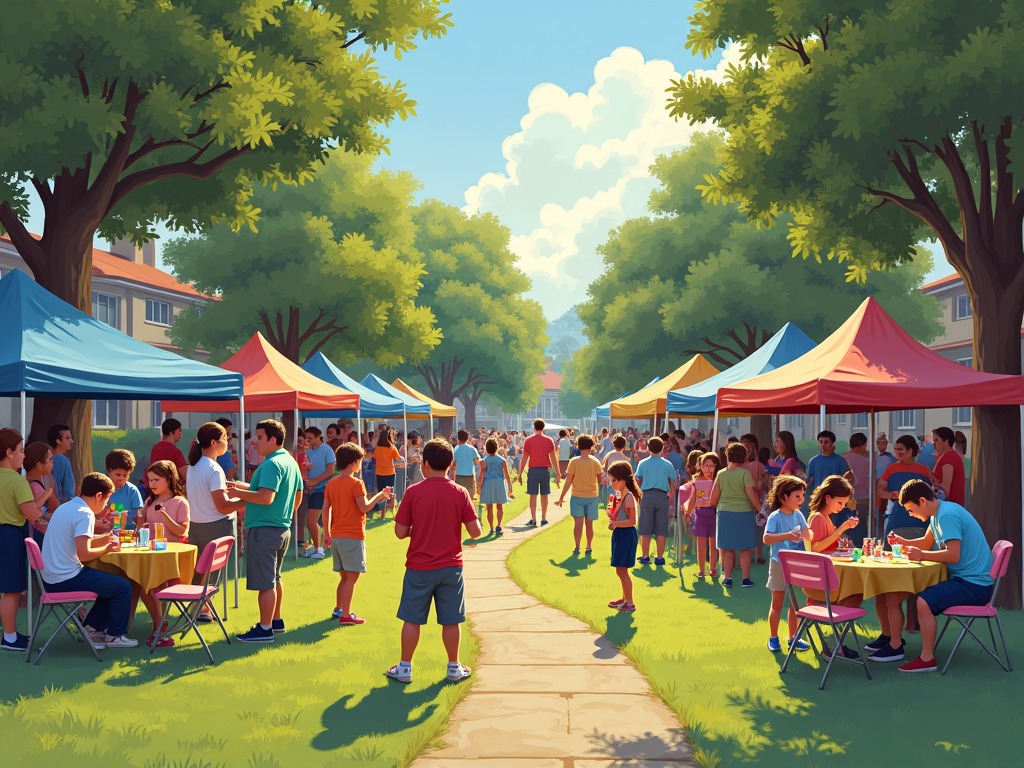 Neighborhood community event in a park