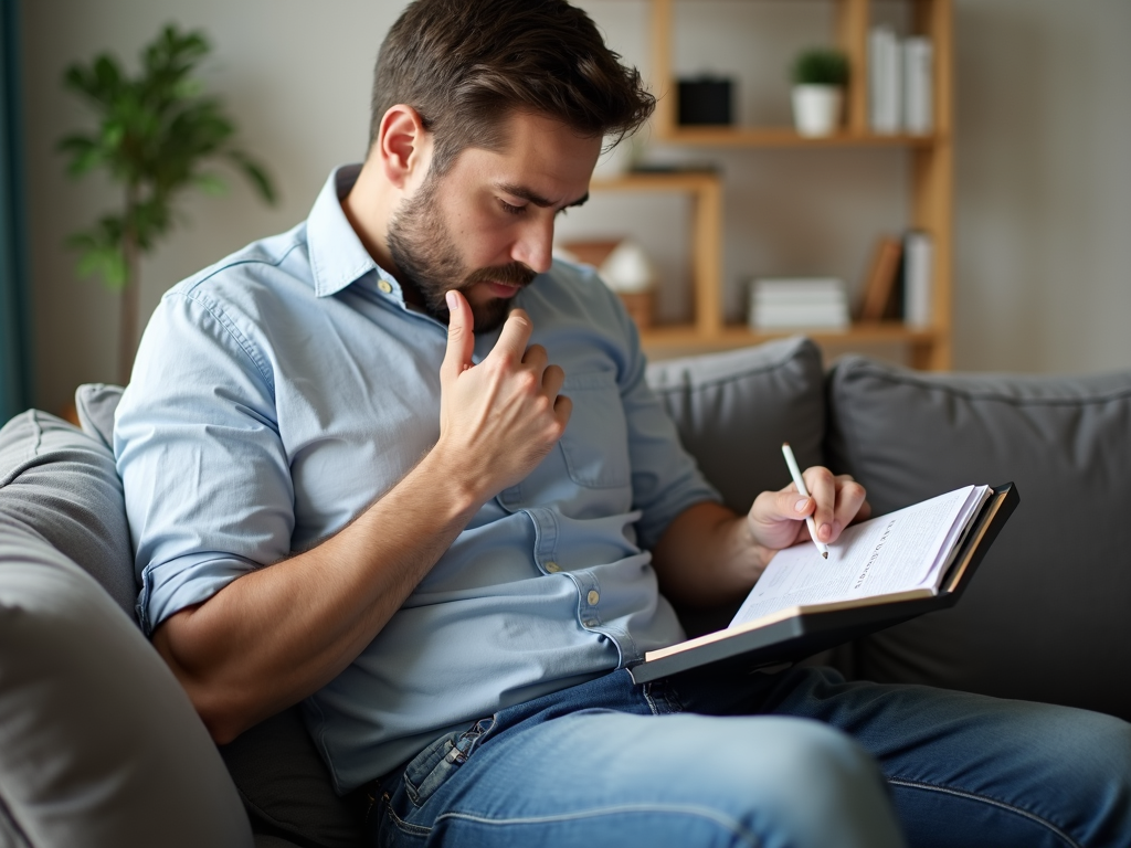 Man calculating long-term mortgage costs