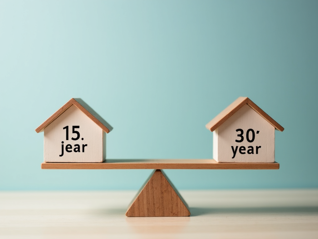 Balance scale comparing mortgage terms
