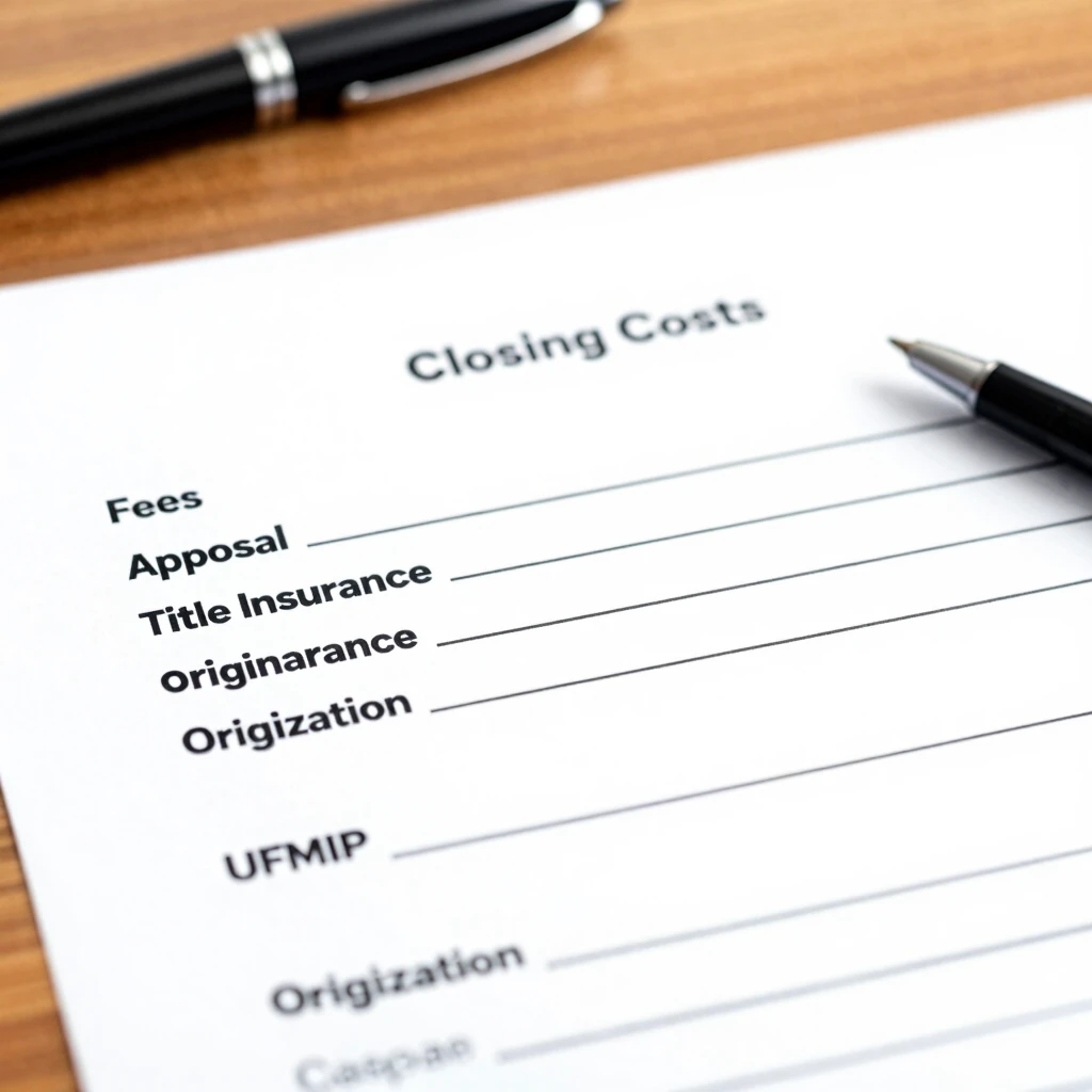 Itemized breakdown of closing costs on FHA mortgage document