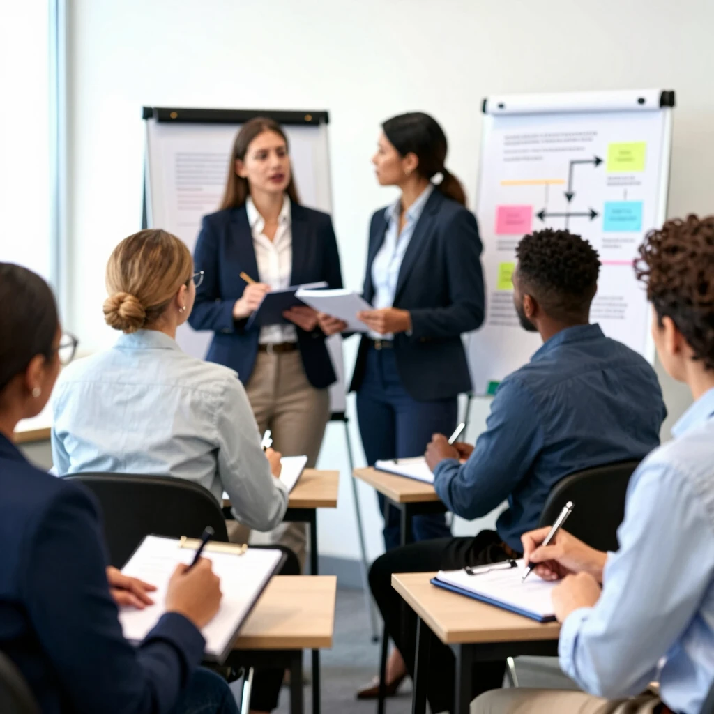 Real estate professionals in a negotiation skills workshop