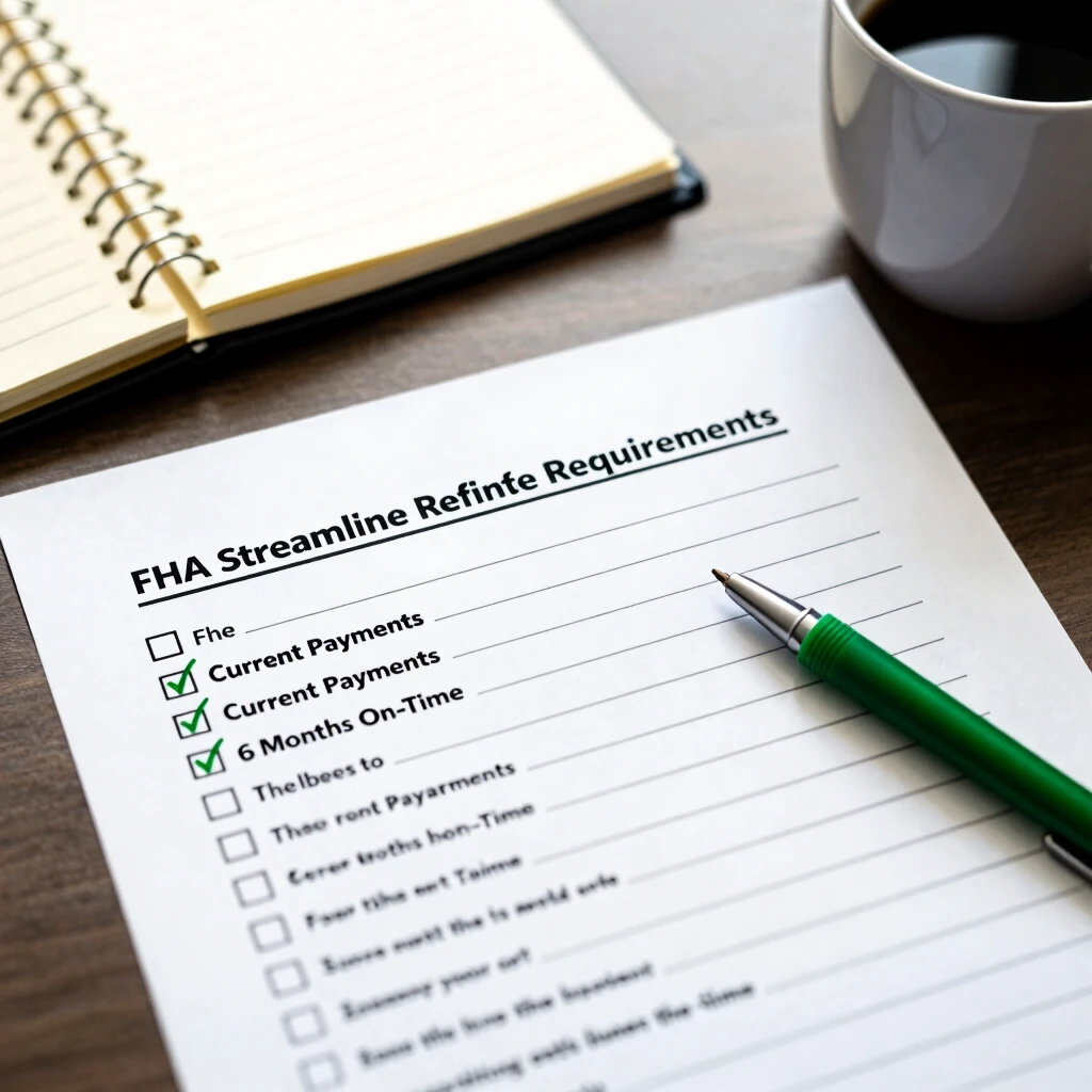 Detailed checklist outlining FHA streamline refinance requirements