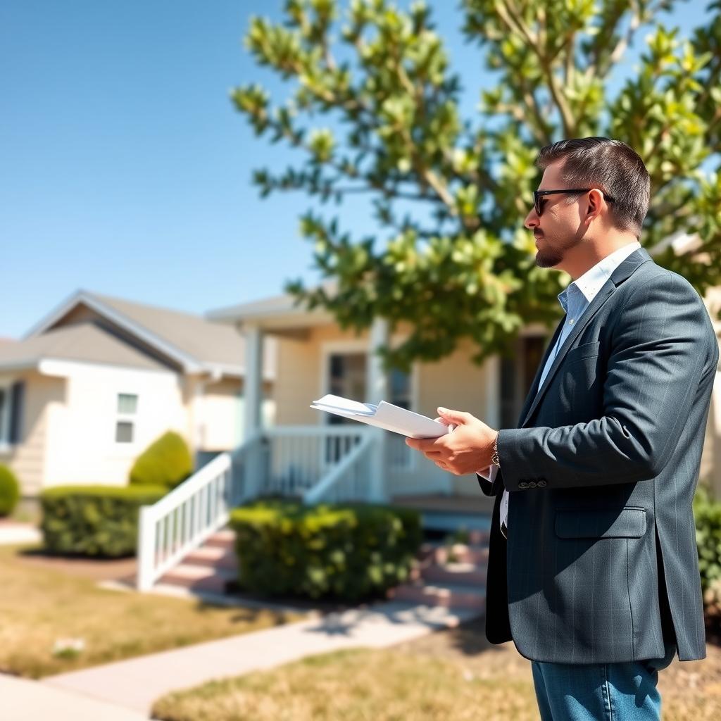 Appraiser inspecting a single-family home for an FHA mortgage