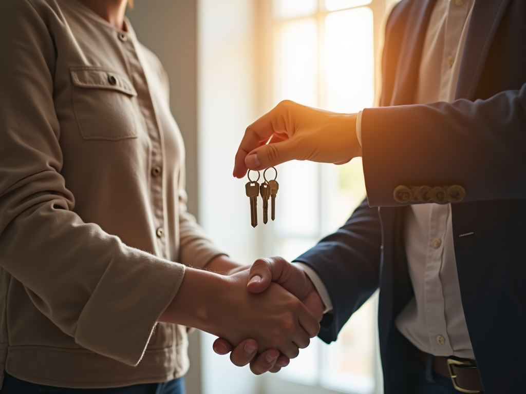 Homeowner and lender shaking hands