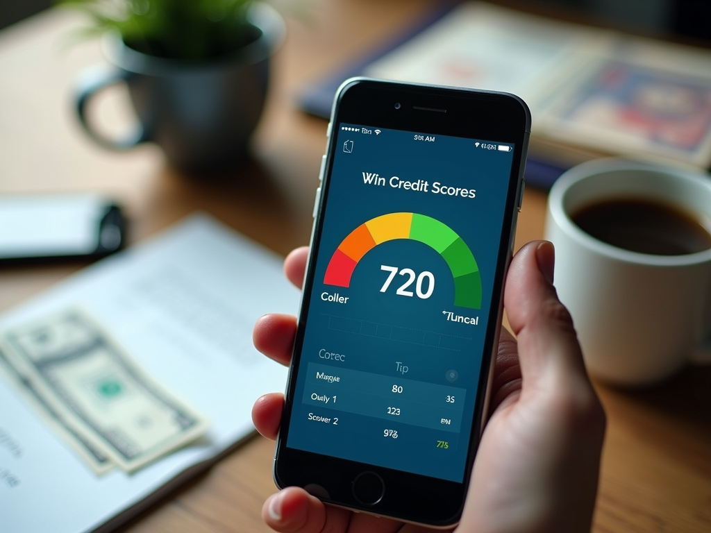 Smartphone displaying credit score