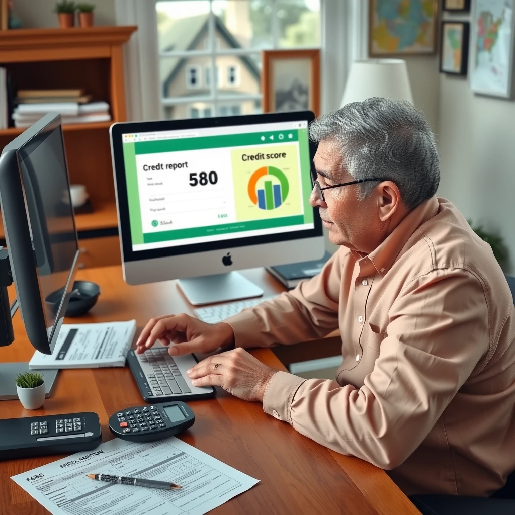 Person checking credit score for FHA loan requirements