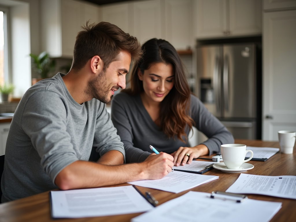 Homebuyers making an offer on a house