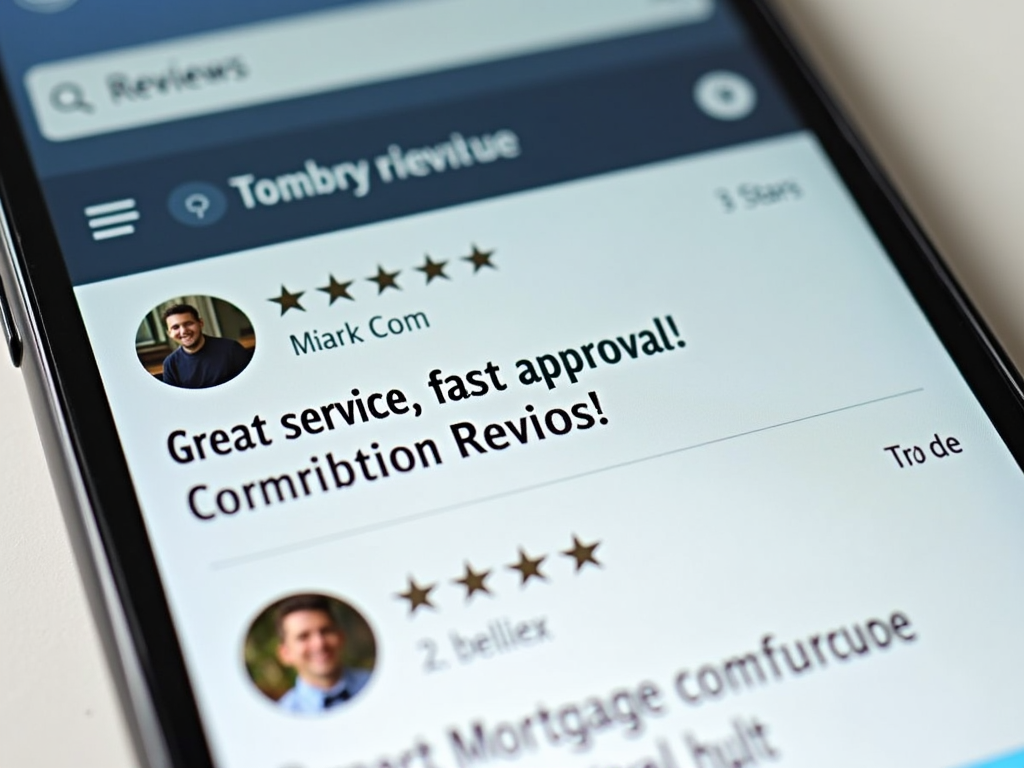 Smartphone showing mixed mortgage lender reviews