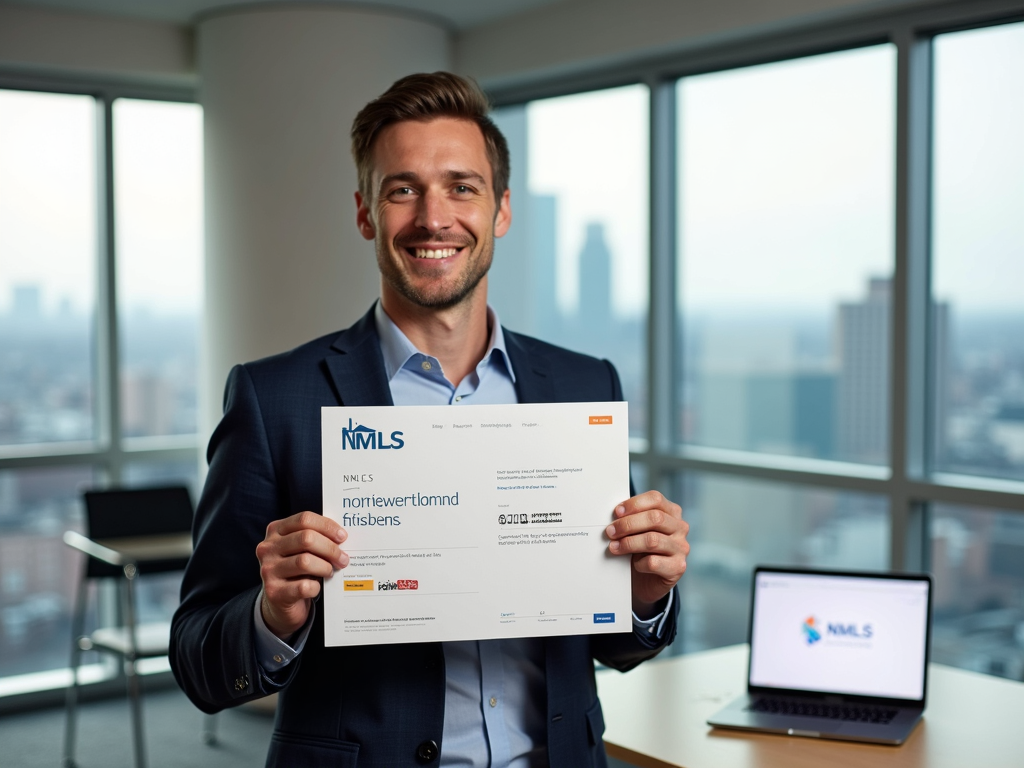 Mortgage broker with NMLS license certificate