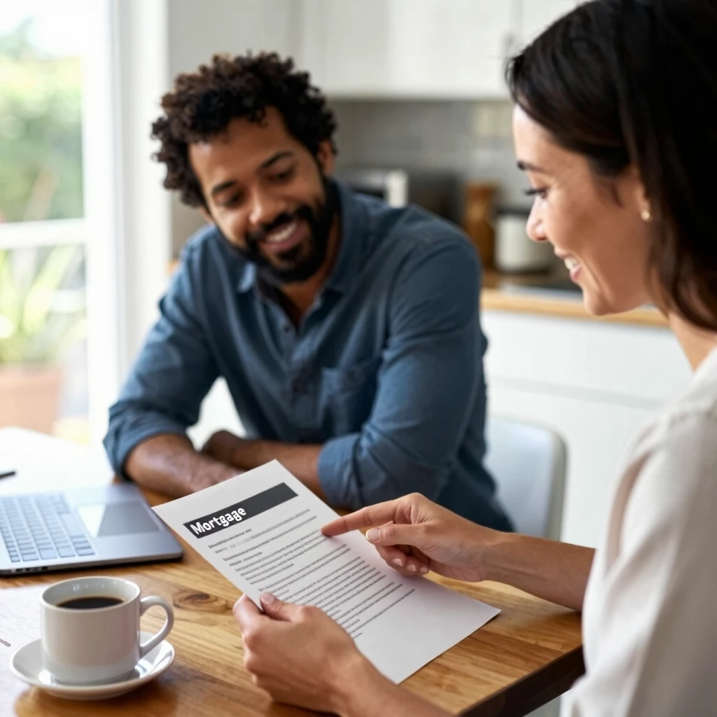 Couple discussing mortgage options with loan officer