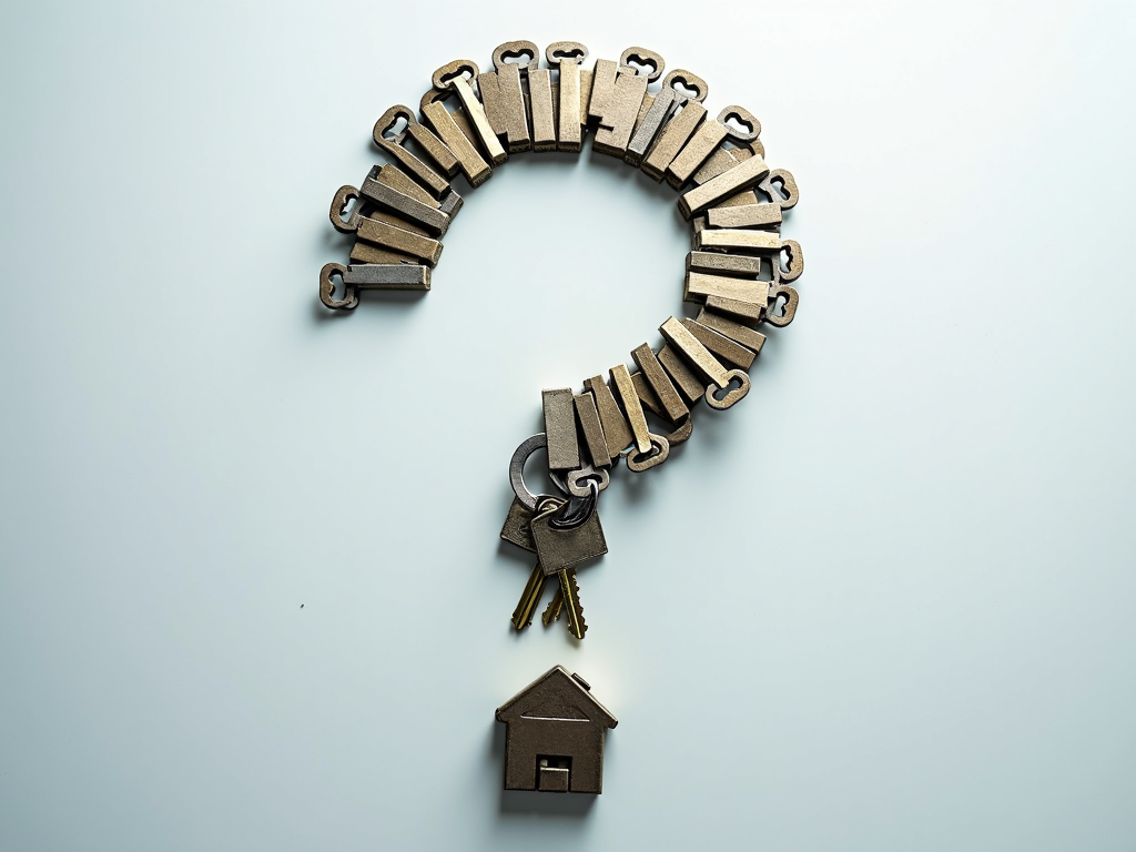 Question mark formed by house keys, representing FHA loan FAQs