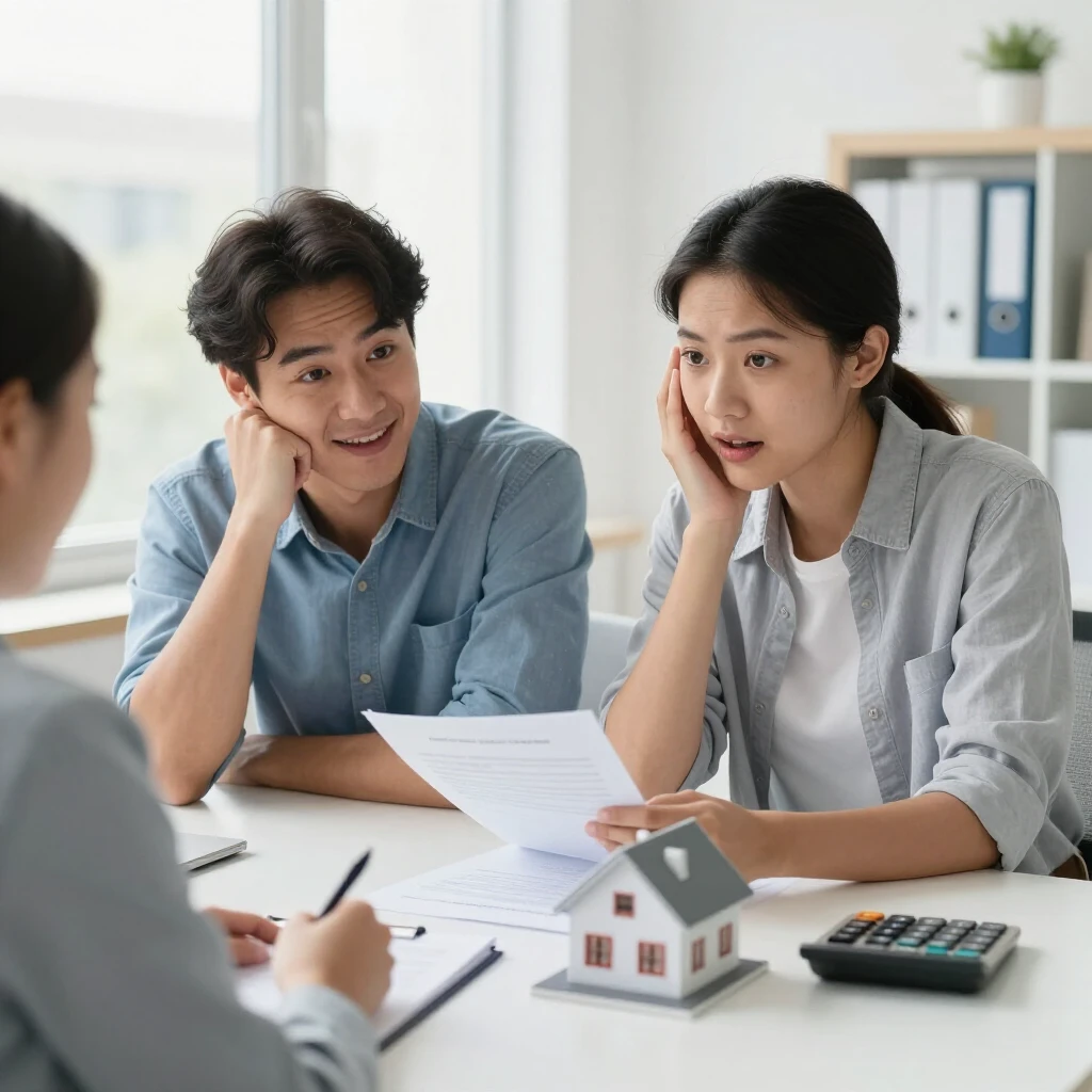 Couple discussing FHA loan options with a professional lender