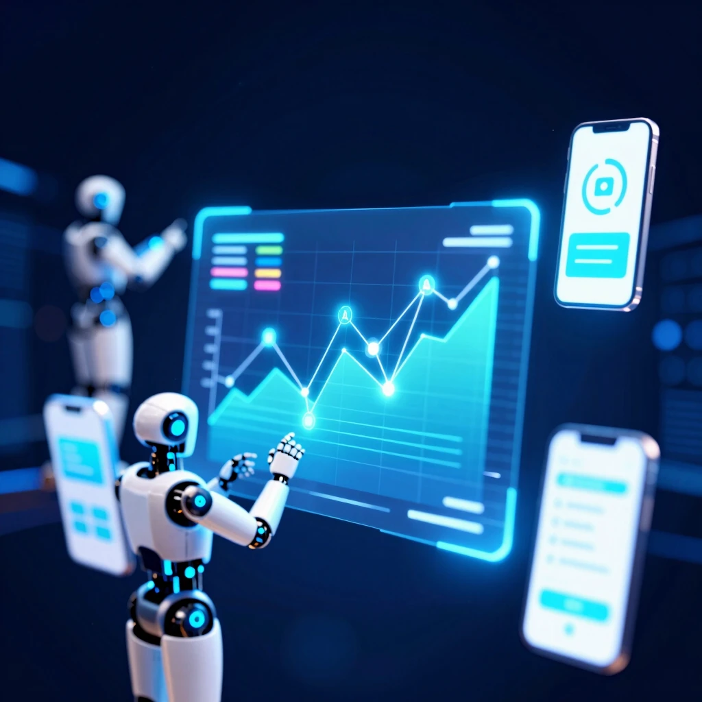 Futuristic FinTech landscape with AI, blockchain, and digital banking elements