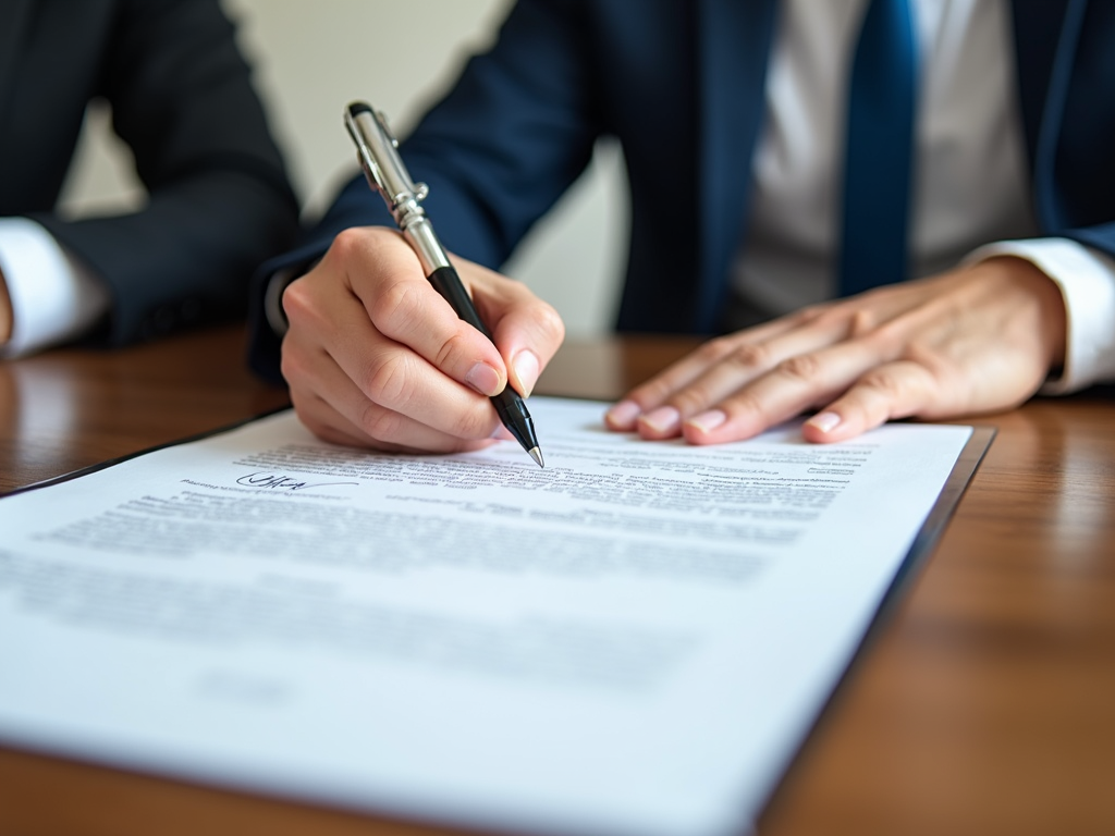 Person signing closing documents.