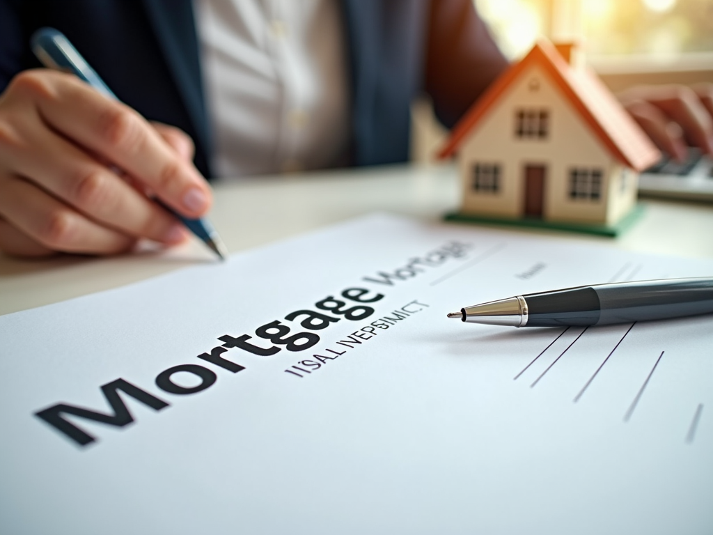 Mortgage papers and house model