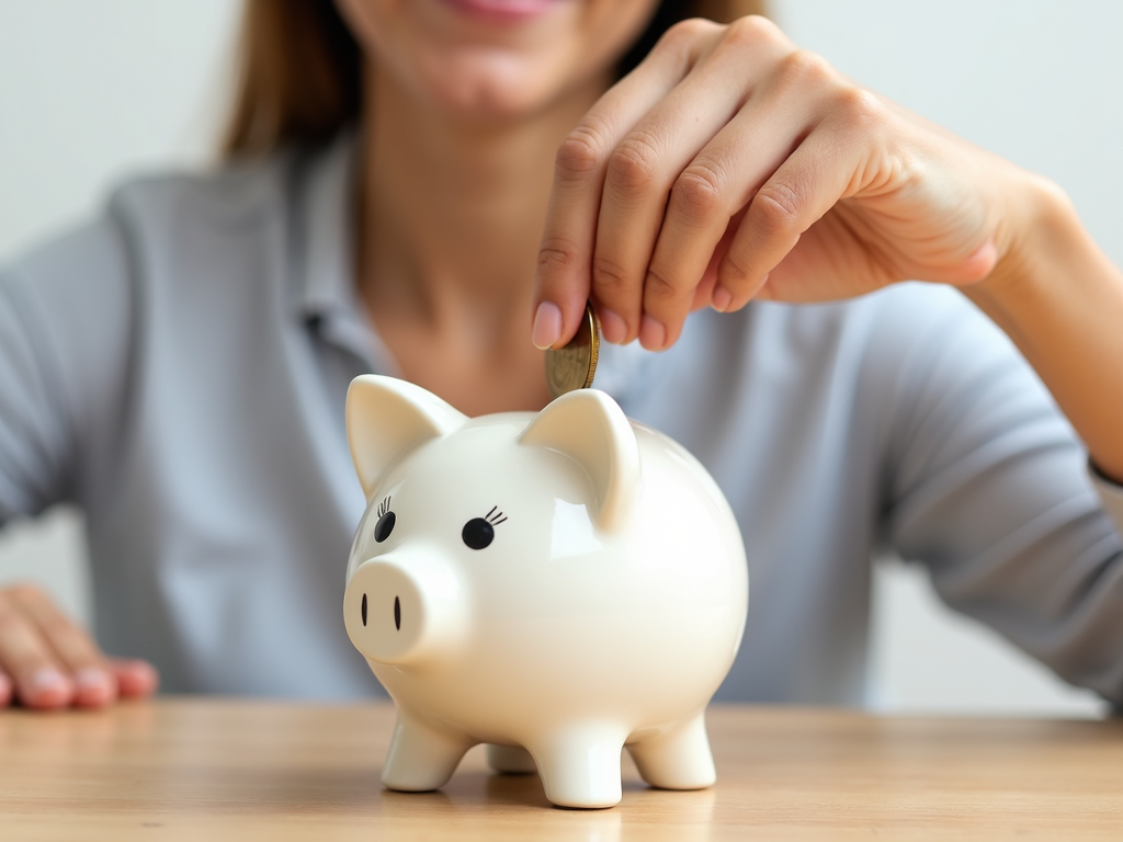 Person saving in house-shaped piggy bank