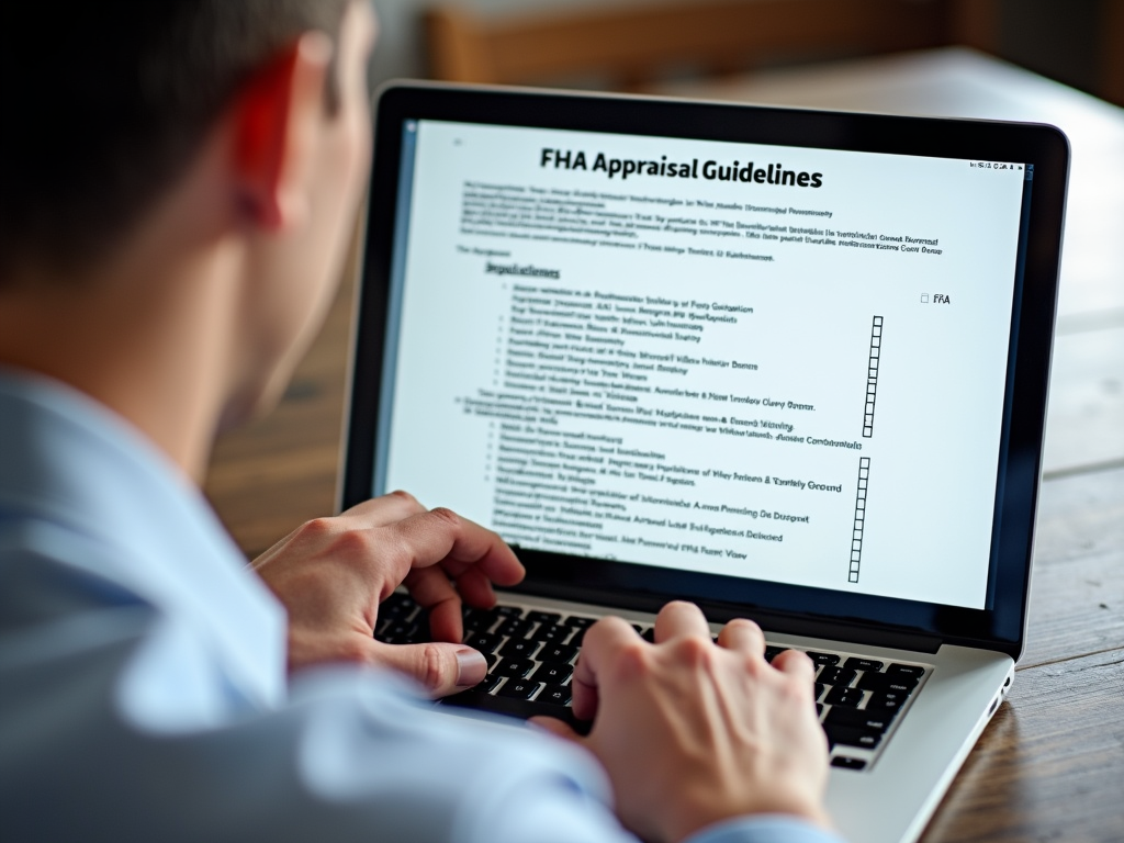 Appraiser reviewing FHA appraisal guidelines