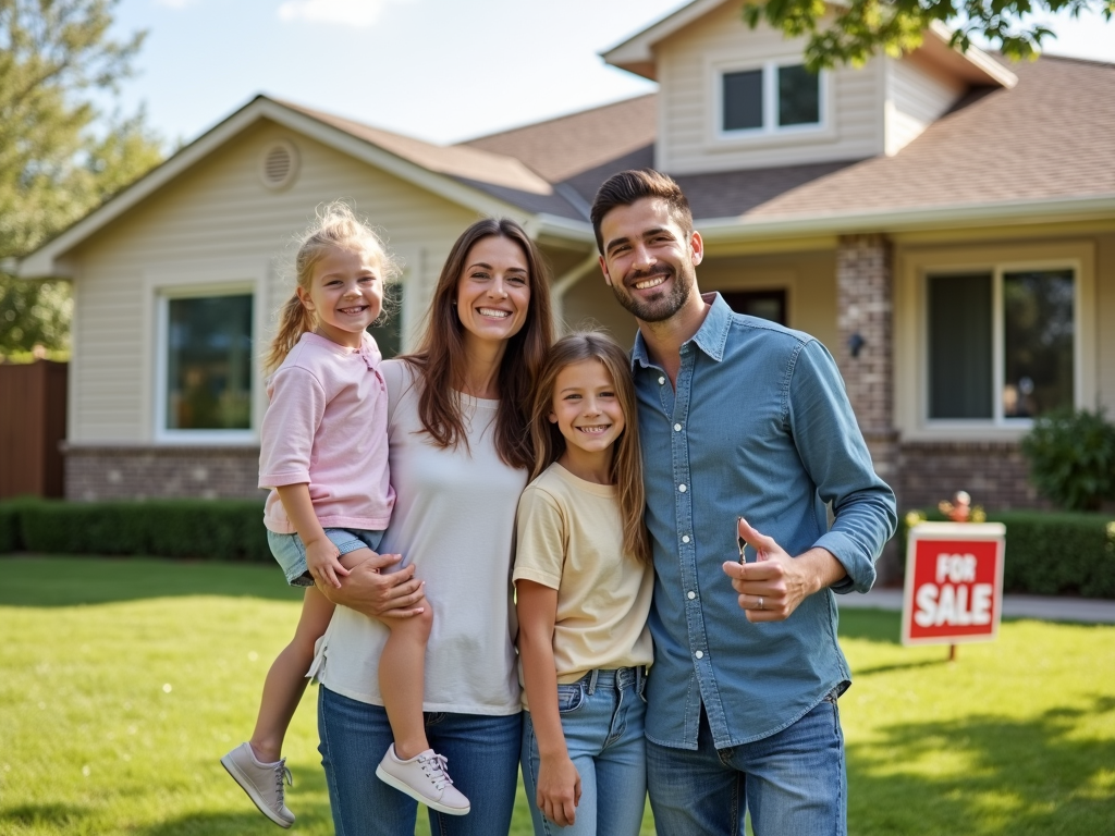 Family celebrating their new home purchase.