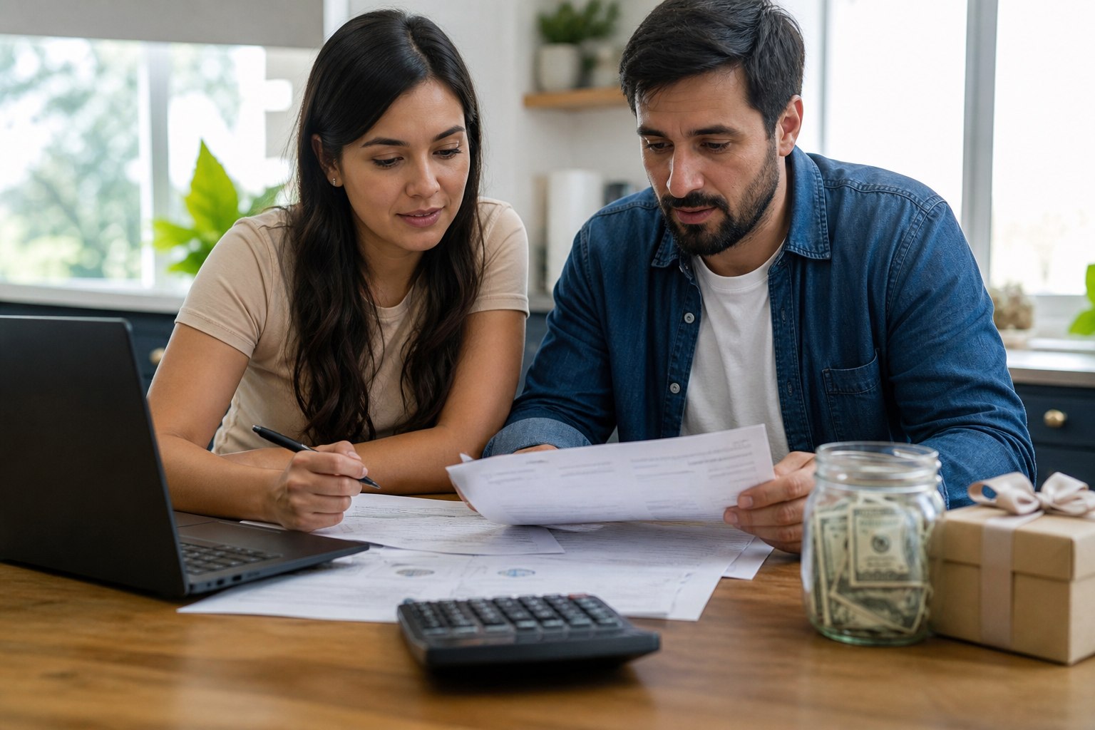 Couple preparing for their FHA mortgage closing with down payment funds and gift money