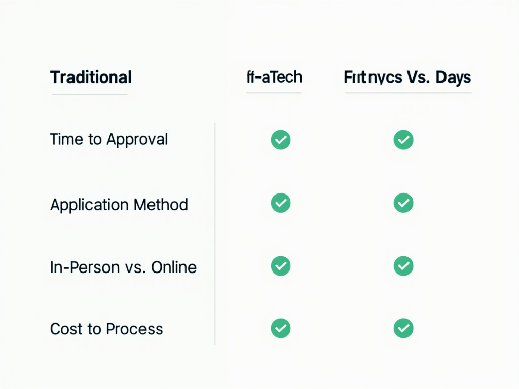 Comparison table of traditional and FinTech mortgage lending