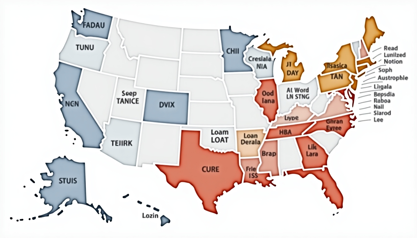 A map displaying various FHA loan limits across different states in the U.S.