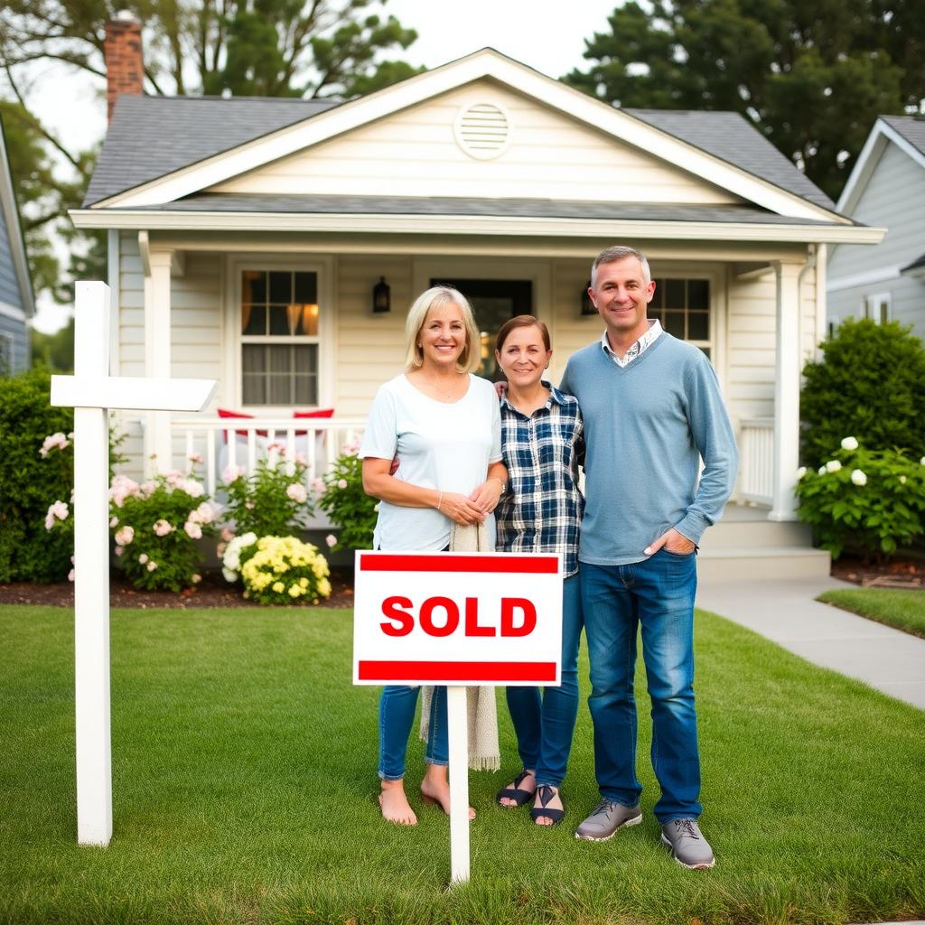 Family in front of their new home