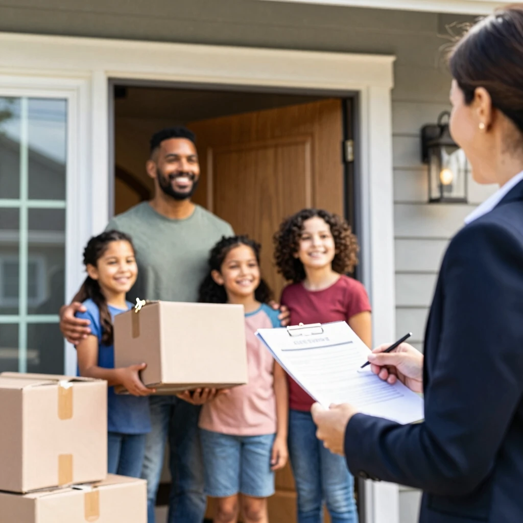 Family moving into new home after successful mortgage approval
