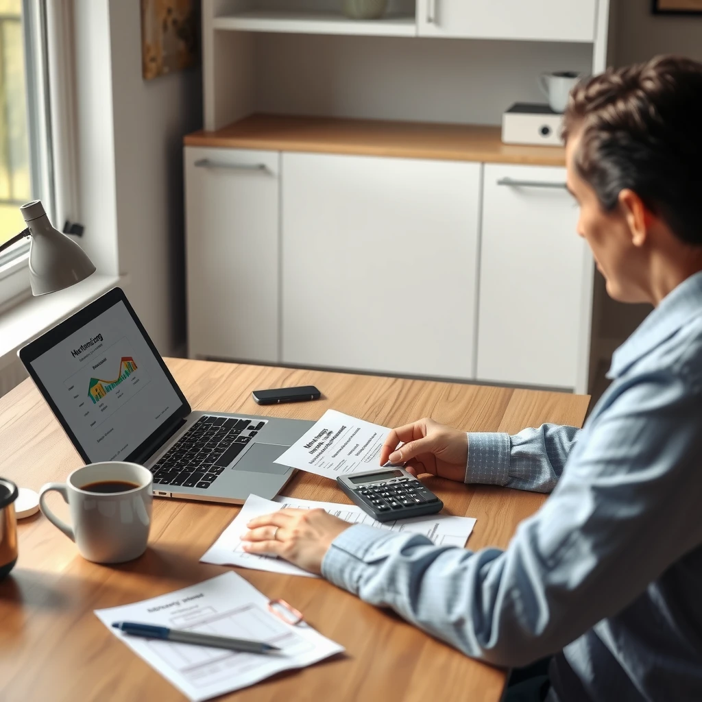 Homebuyer calculating mortgage insurance costs