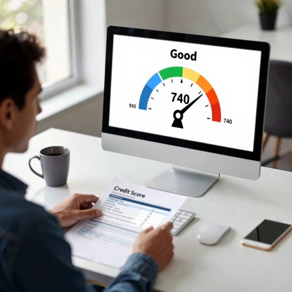 Homeowner checking credit score before refinancing