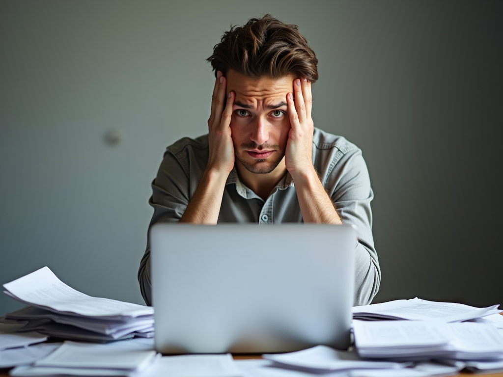 Person struggling with disorganized documents for FHA loan