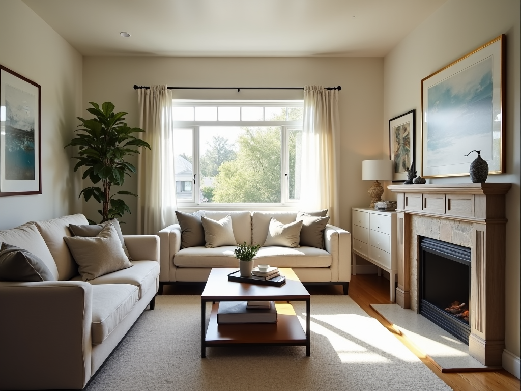 Staged living room prepared for an FHA appraisal