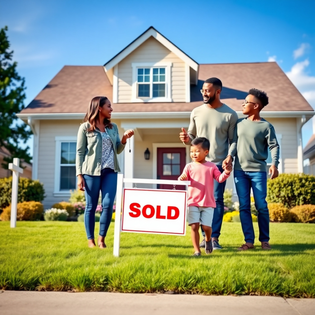 Family celebrating new home purchase with FHA loan