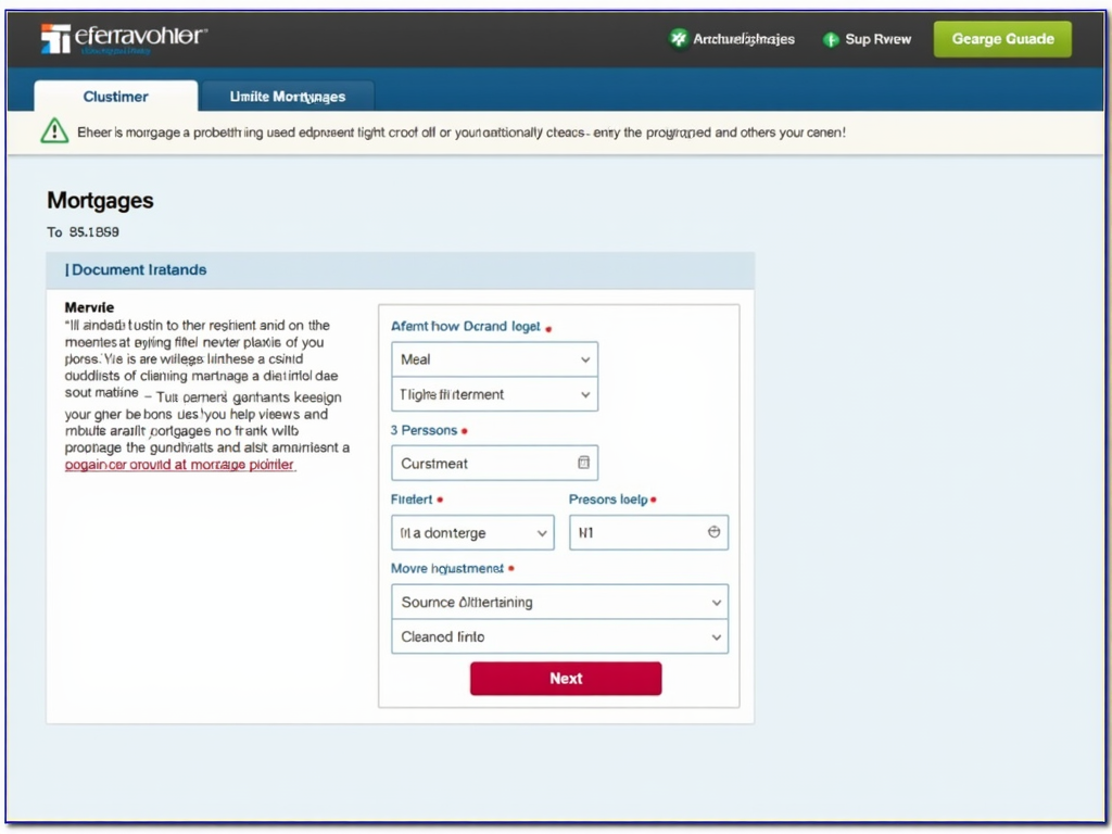 User-friendly online mortgage application screen