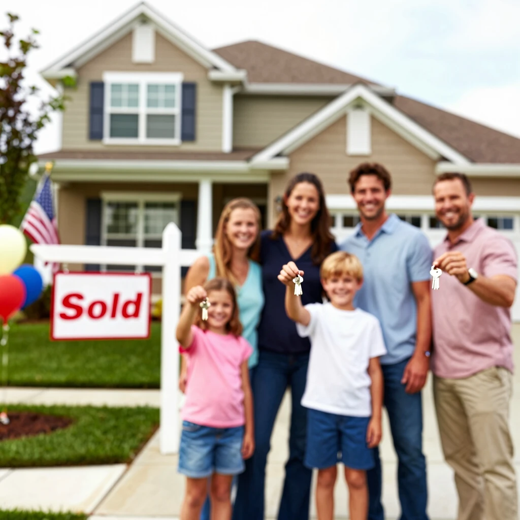 Family celebrating home purchase after FHA appraisal and mortgage approval