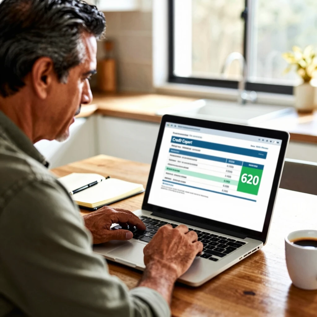 Man reviewing his credit score to meet FHA loan requirements