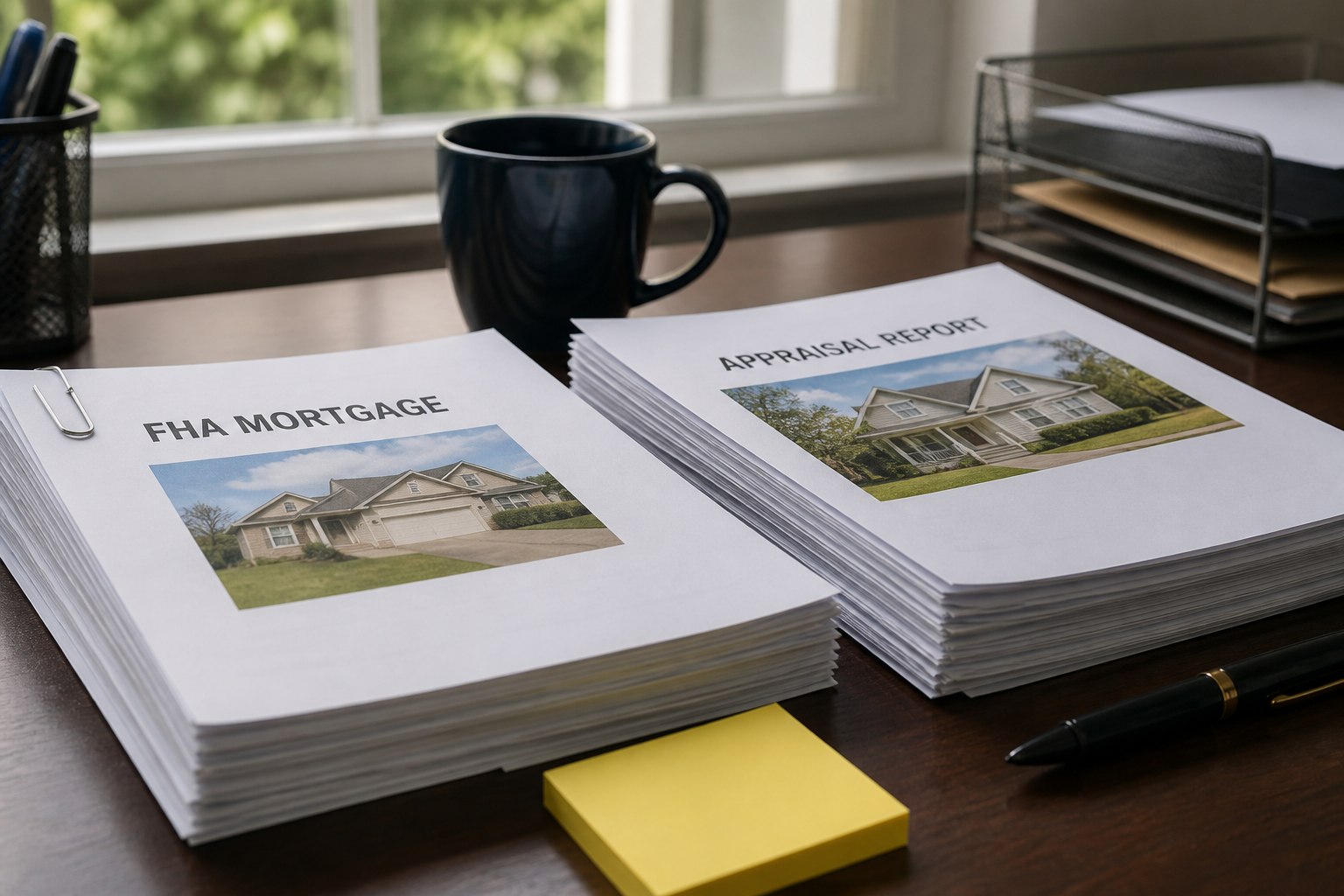 FHA mortgage documents and appraisal report ready for approval
