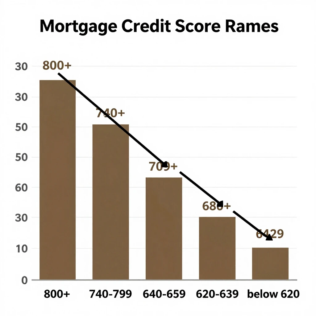 Bar chart showing how higher credit scores lead to lower mortgage interest rates
