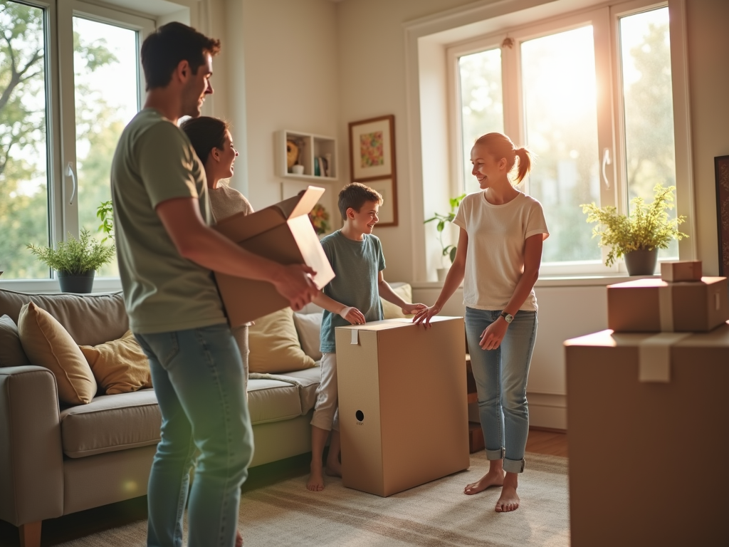 Family moving into their new home with an FHA loan.
