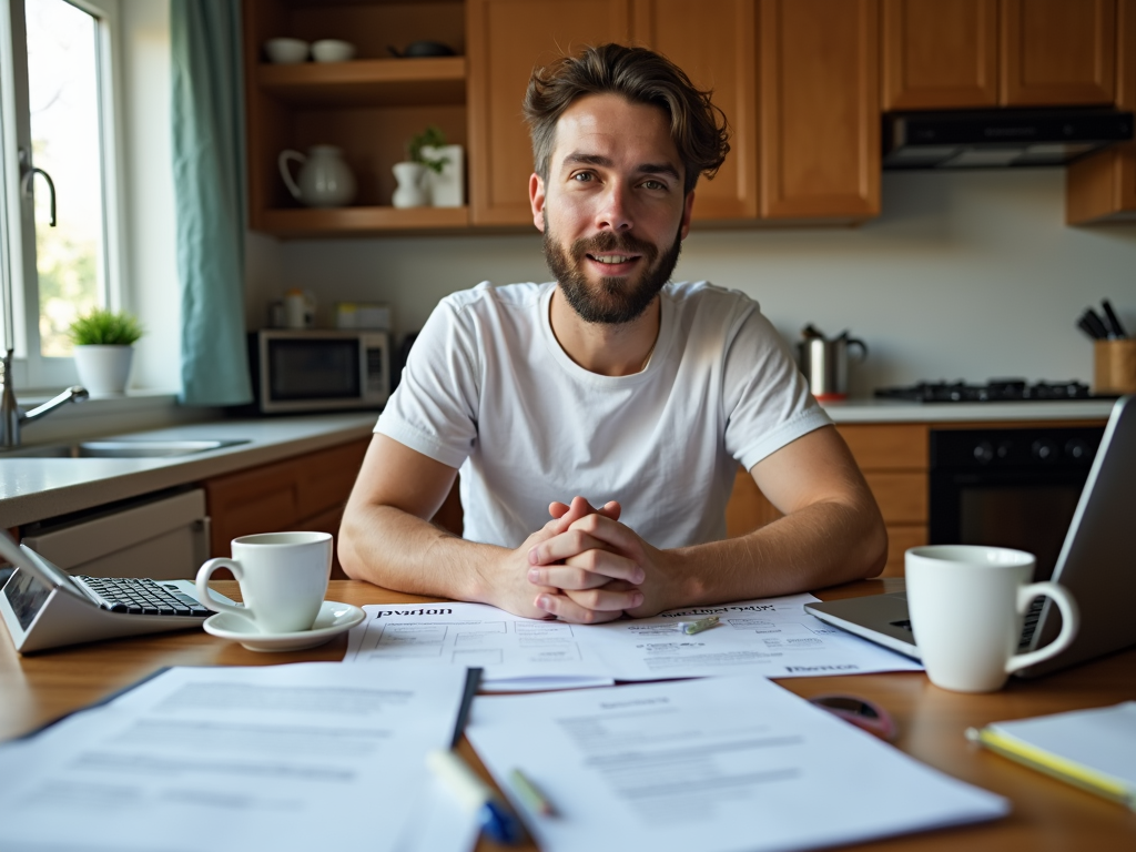 Person reviewing FHA loan documents at home