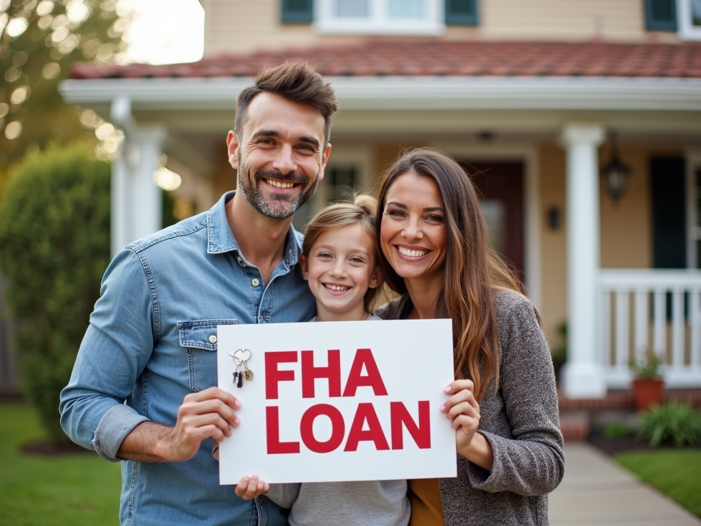 Family celebrating homeownership with an FHA loan