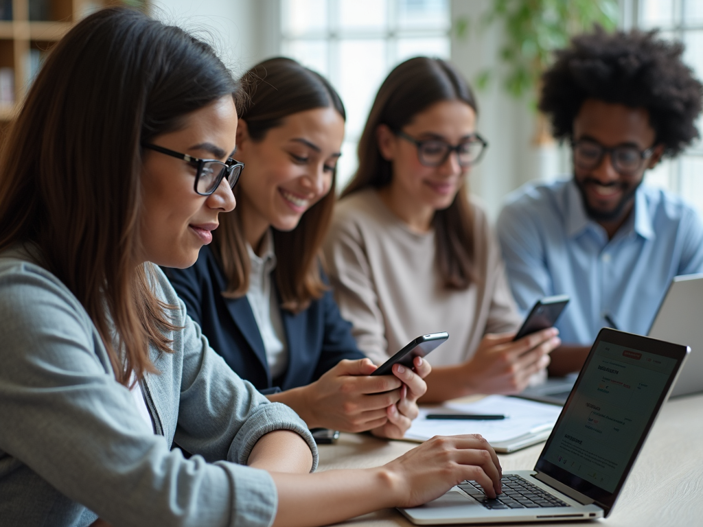 People using digital devices for lending services