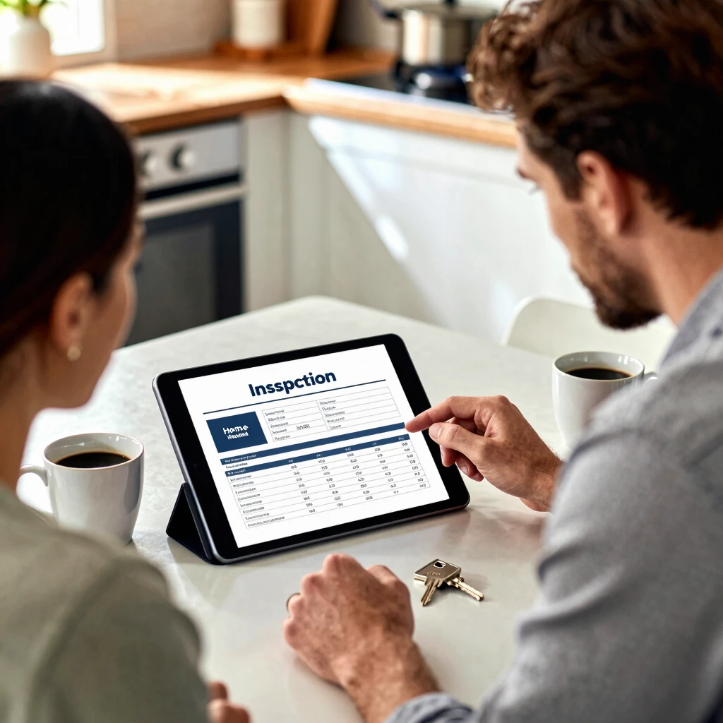 Buyer and agent reviewing home inspection report